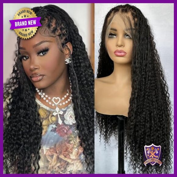 Boho Box Braids Human Hair Wig Full Lace Glueless Knotless 12 Inch main image 5